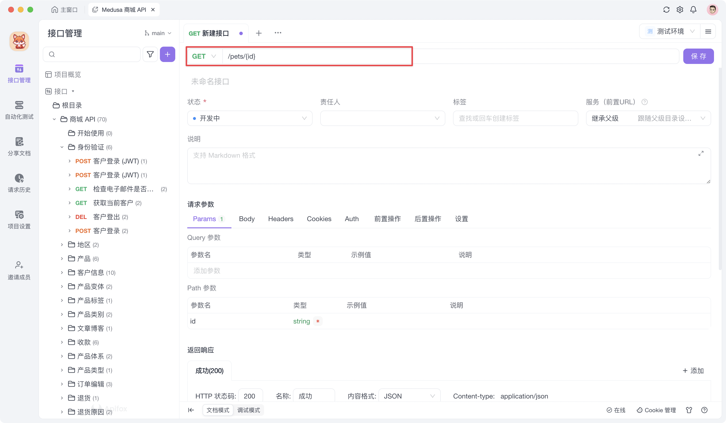 Apifox 设定接口路径