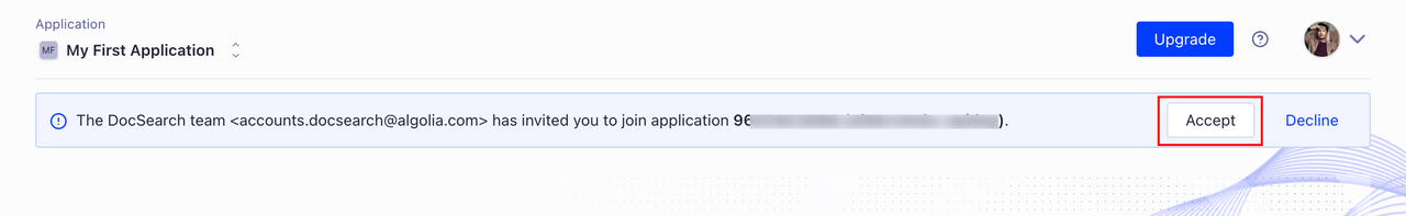 Algolia 邀请消息